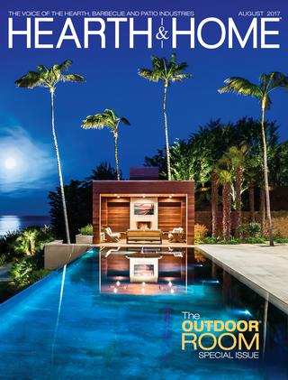cover of the august 2017 issue of the hearth and home magazine, the outdoor room special issue