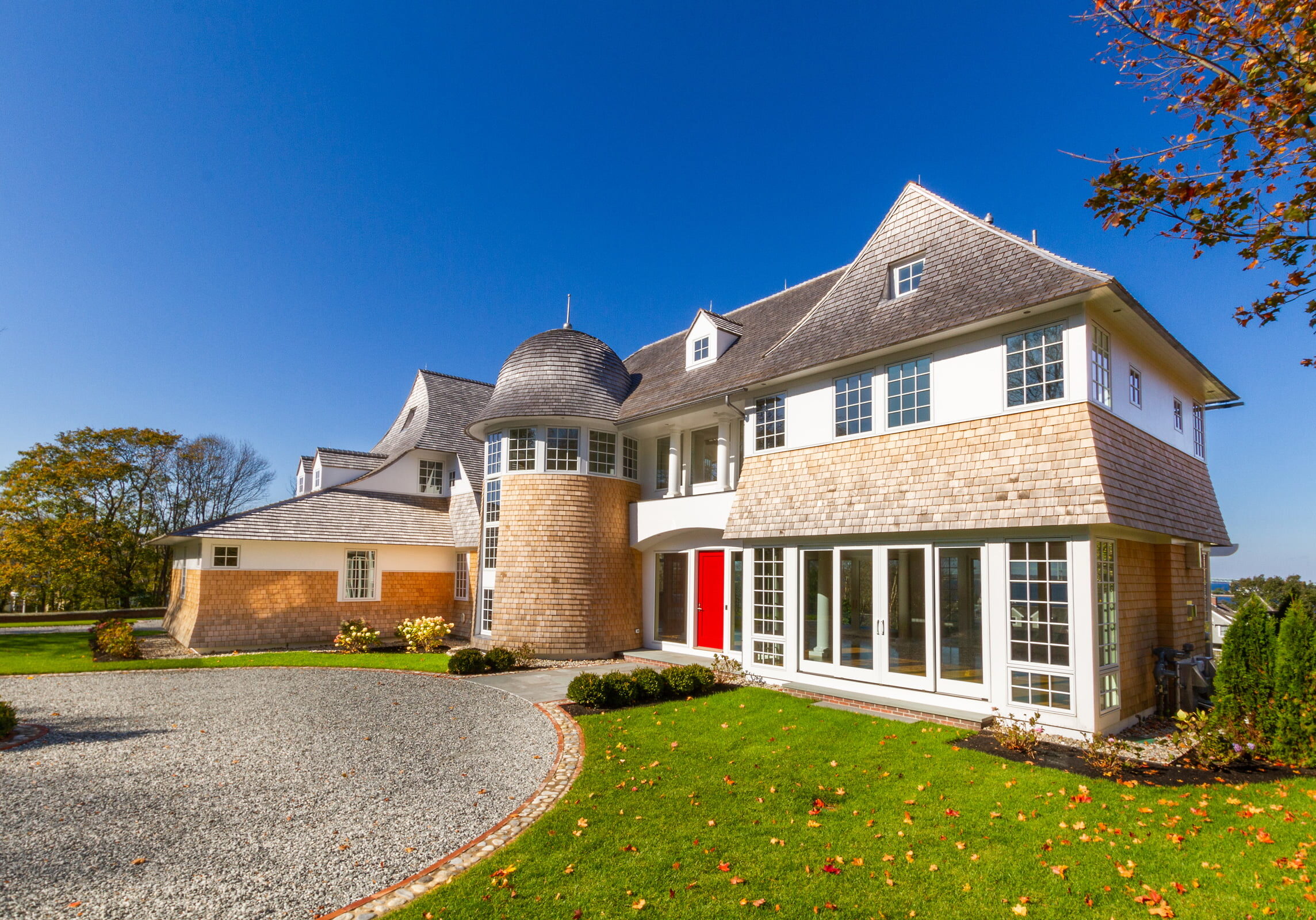 Exterior view of Newport Rhode Island waterfront home